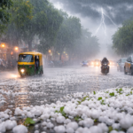 इंदौर में तेज बारिश के साथ ओलावृष्टि