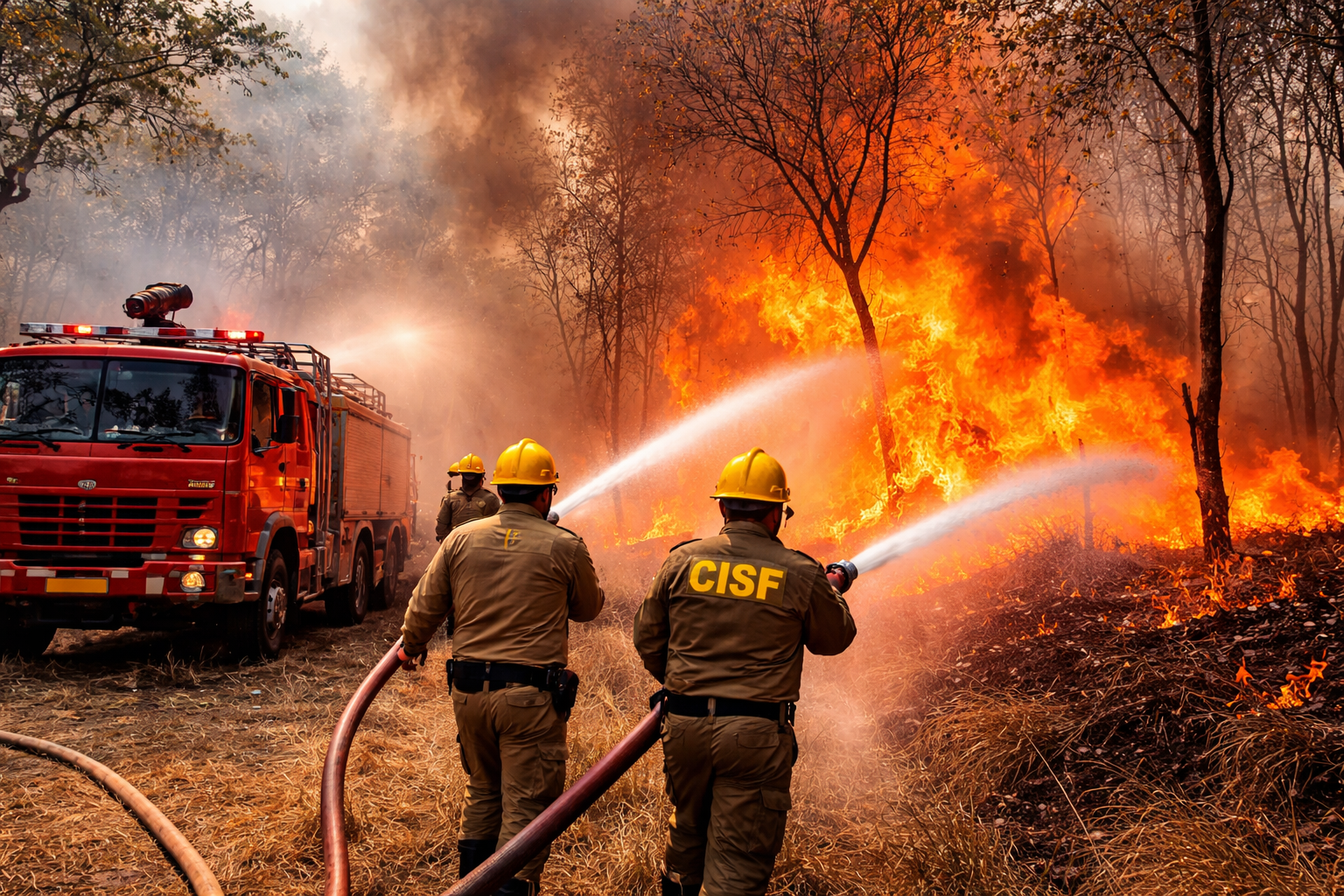इंदौर एयरपोर्ट के पास लगी आग