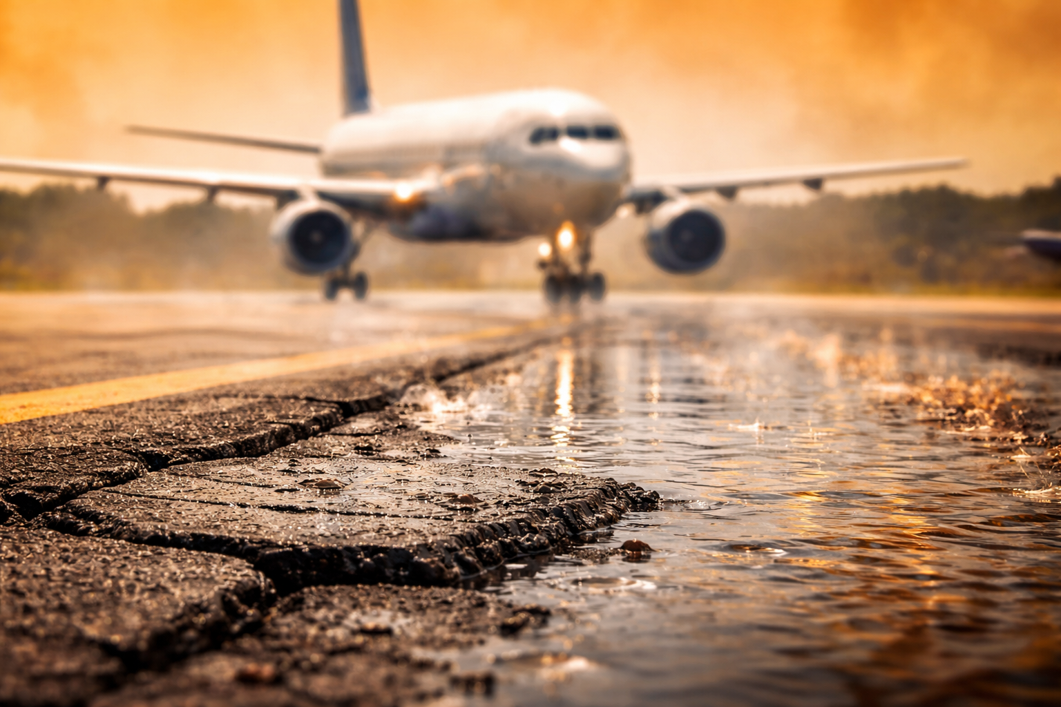 इंदौर एयरपोर्ट का रनवे पिघला