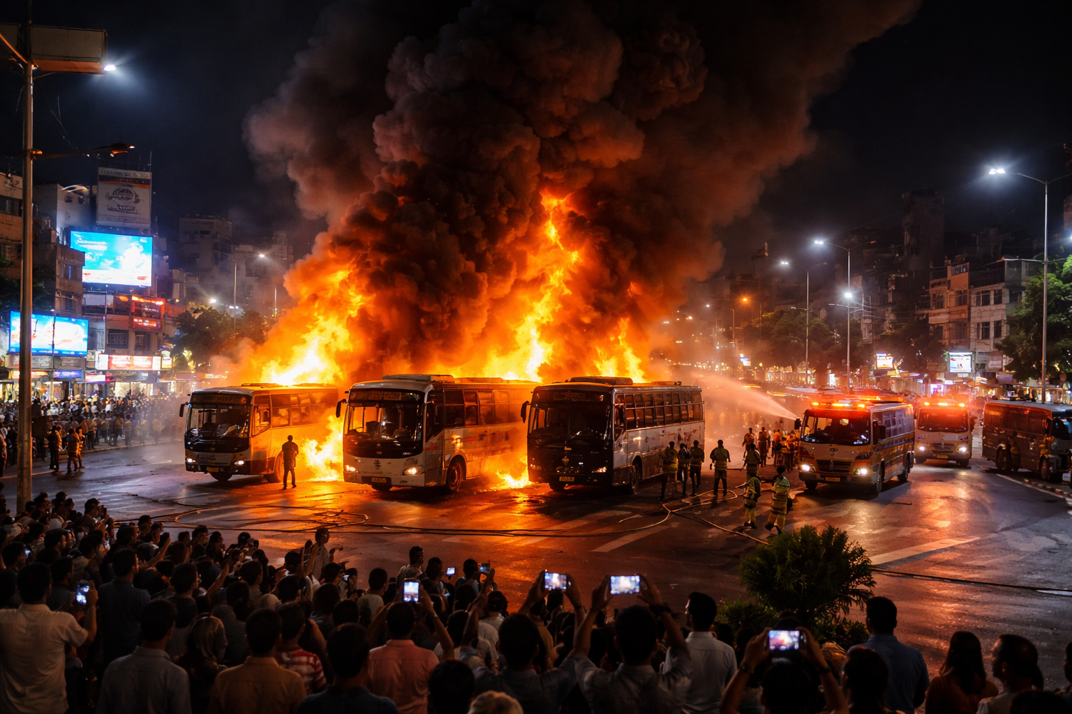 इंदौर तीन इमली चौराहा बस आग